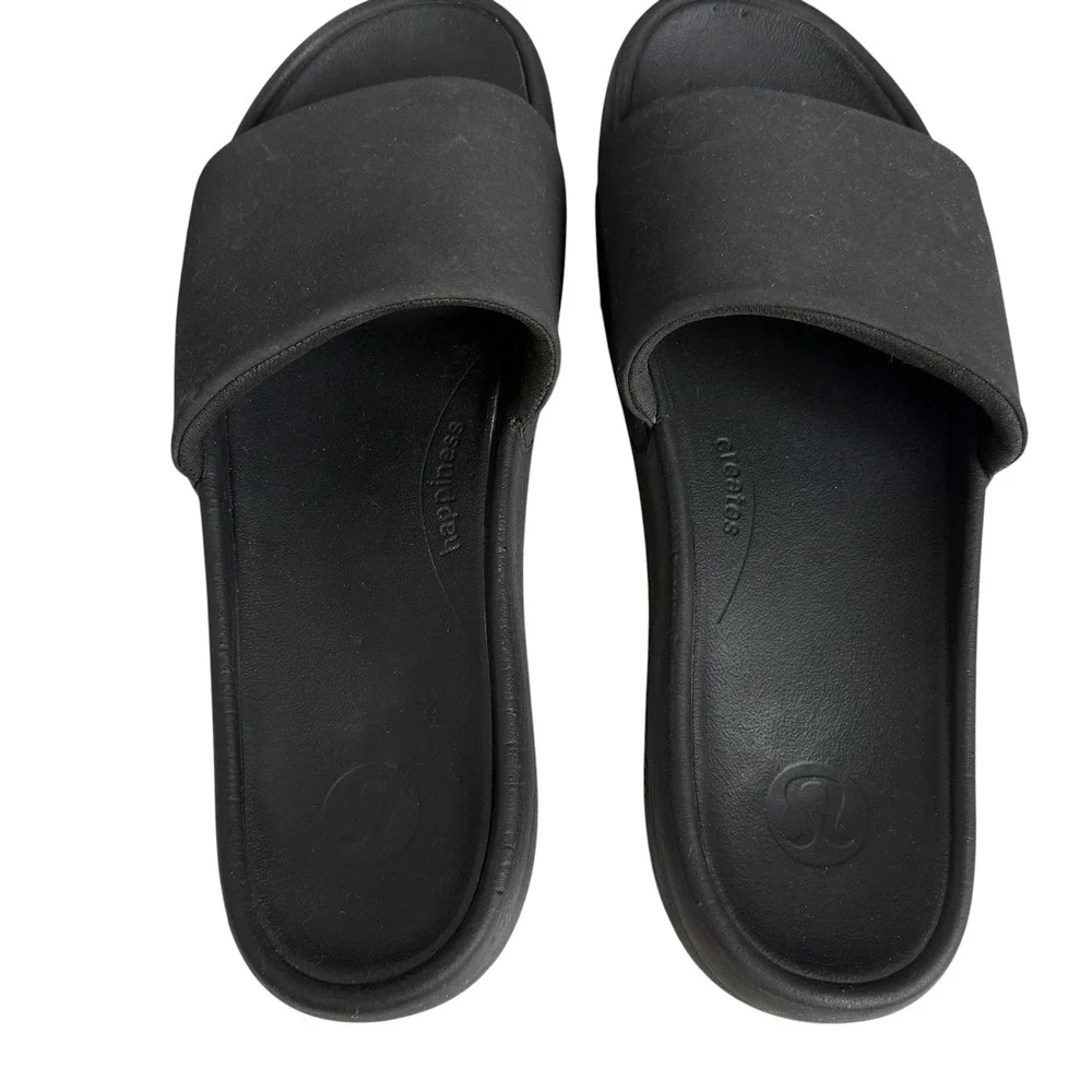 lululemon Restfeel Slide Men Size 12 Black Graphite Comfort Sandals Sporty Beach